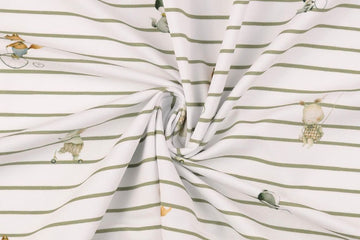 Jersey mit Tierkinder, gestreift, weiß, grün, 0,5 m